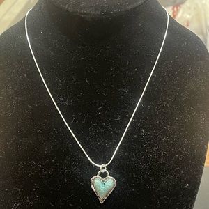 Silver Necklace with Turquoise Heart Pendant